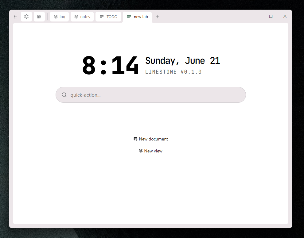 New tab page with wordmark and search